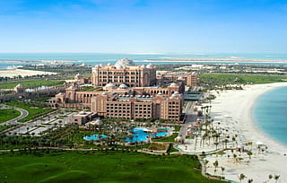 An aerial view of Emirates Palace Hotel in Abu Dhabi.