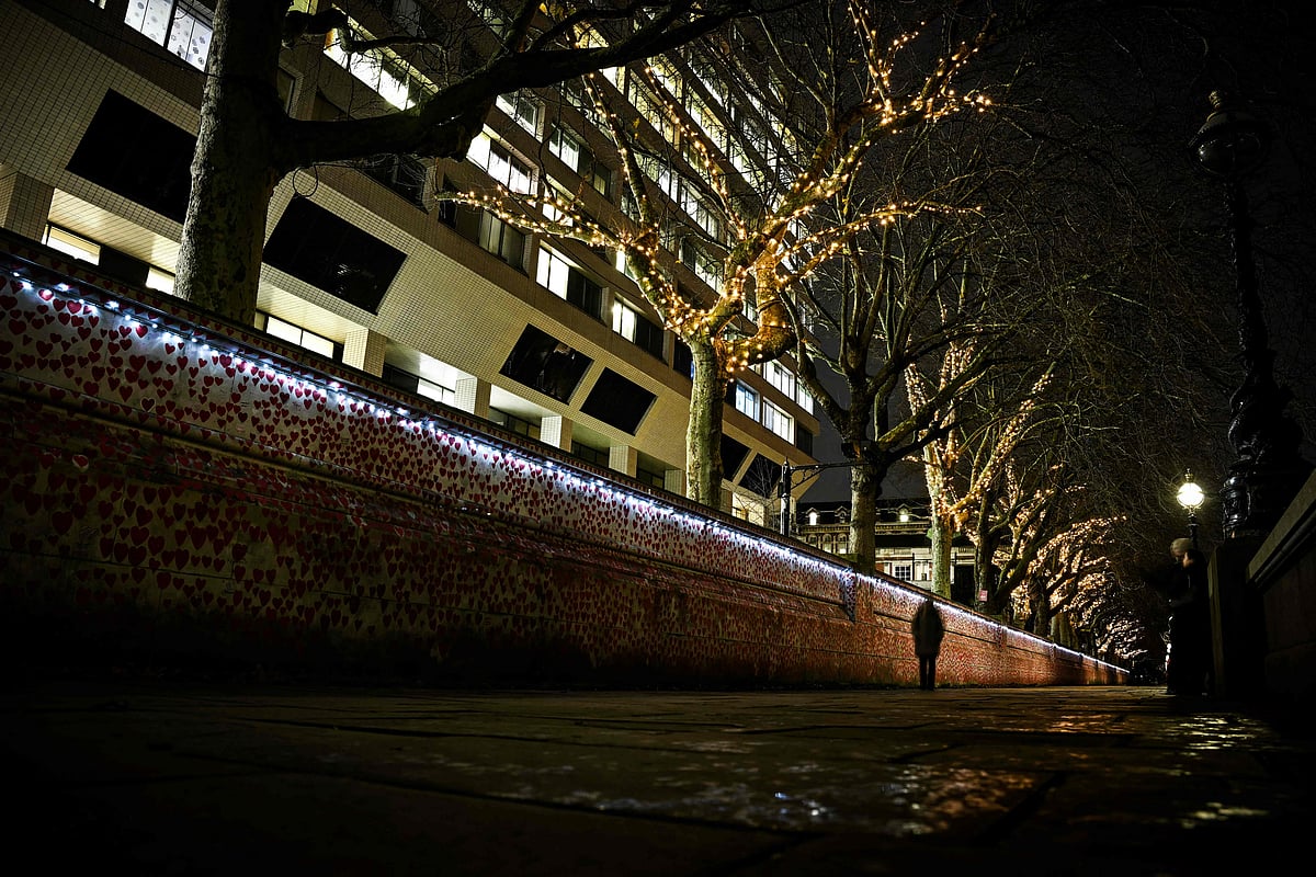 festive lights on a London wal