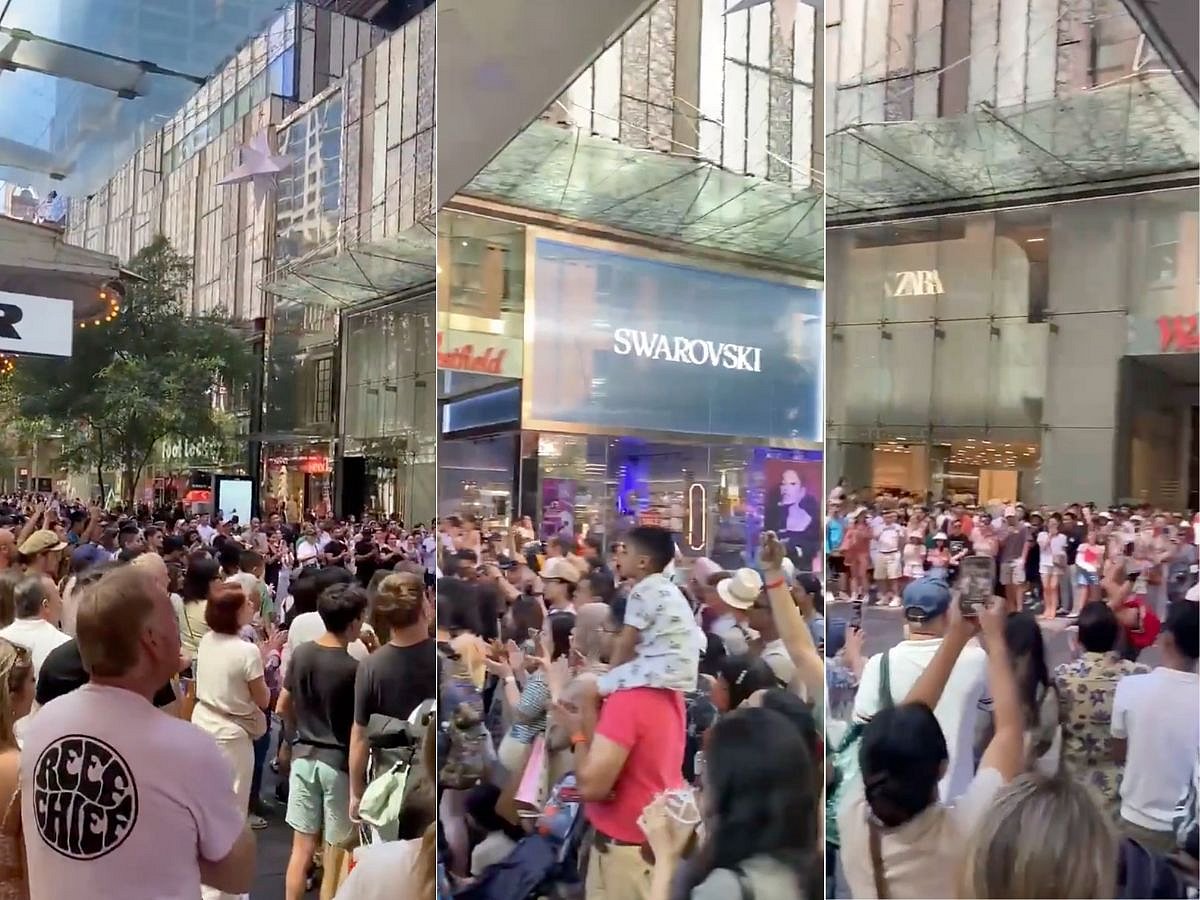 Boxing Day mall scene at Pitt St. Mall in Sydney, Australia. Retailers capitalise on the day after Christmas to clear stock and boost sales, making it economically significant.