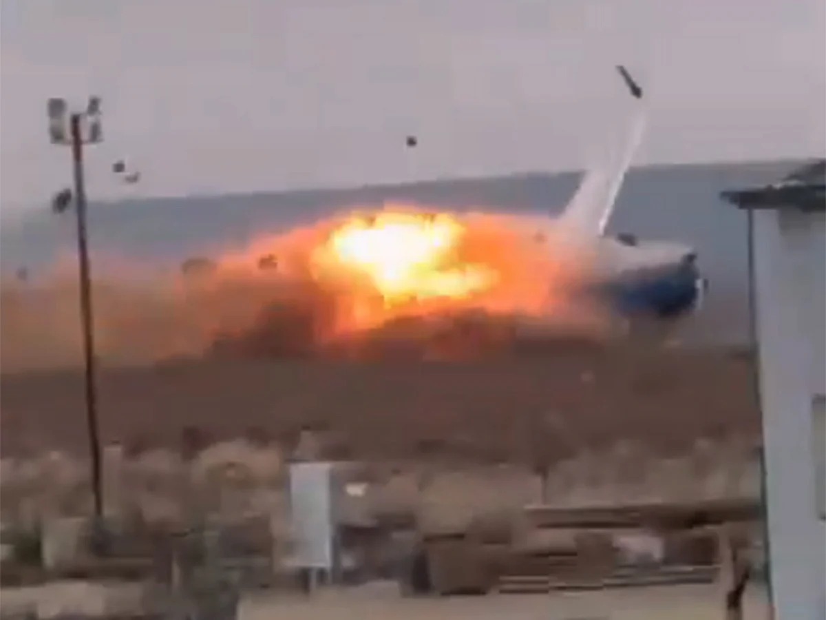 Footage shared on social media showed the aircraft bursting into flames upon impact, sending thick plumes of black smoke into the sky.
