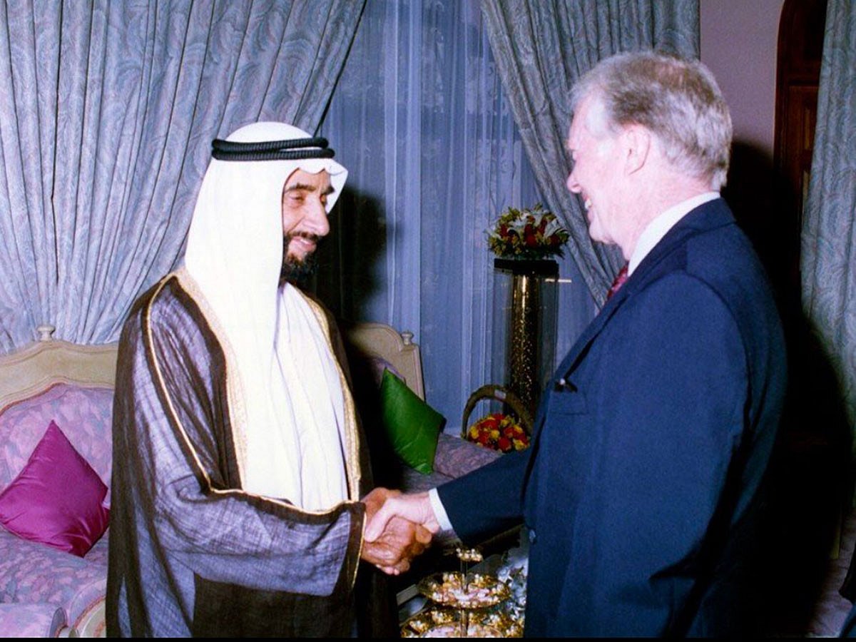 UAE’s Founding Father, the late Sheikh Zayed bin Sultan Al Nahyan, with Jimmy Carter