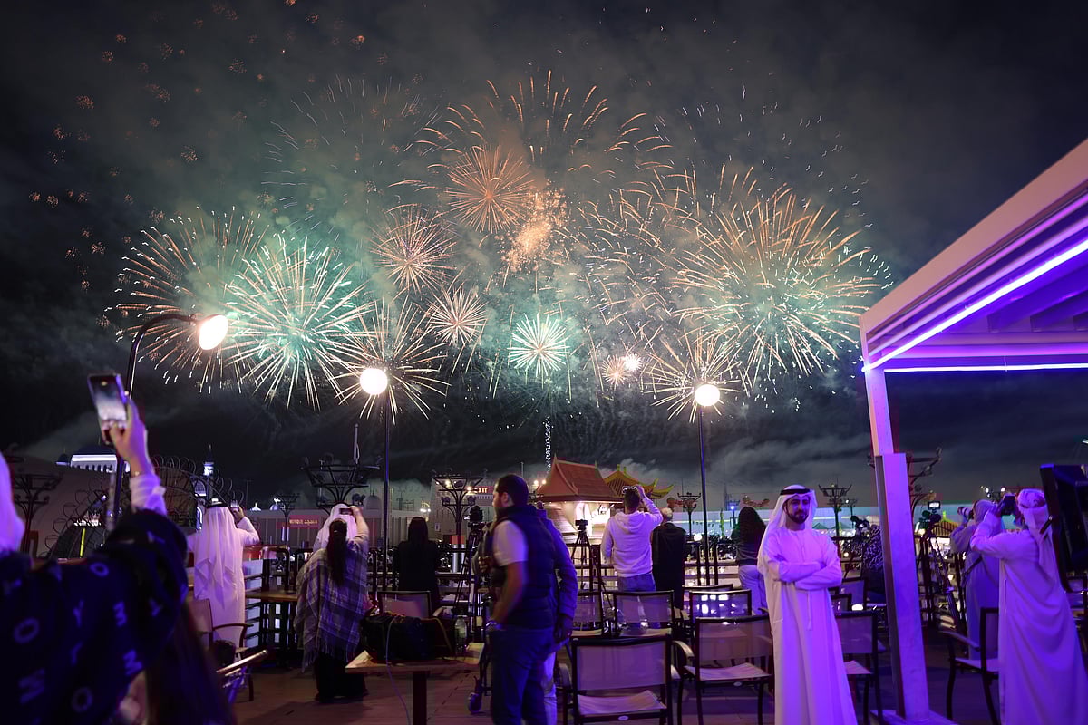 New Year's Eve fireworks at Sheikh Zayed Festival in Abu Dhabi.