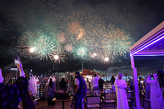 New Year's Eve fireworks at Sheikh Zayed Festival in Abu Dhabi.