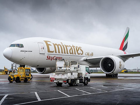 Dubai Customs recorded a 53% surge in air cargo customs transactions in H1 2026, processing 18.2 million transactions as e-commerce and shipment volumes continued to rise. Image of Emirates SkyCargo used for illustrative purposes. 