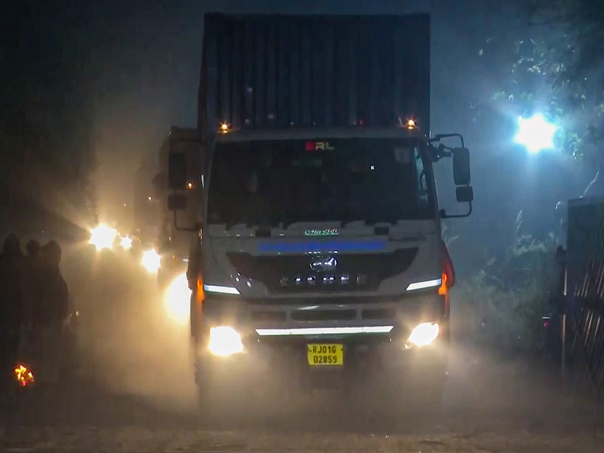 Toxic waste from Bhopal's Union Carbide Factory is being taken away in containers to Pithampur, to be discarded, in Bhopal on Wednesday, January 1, 2025.