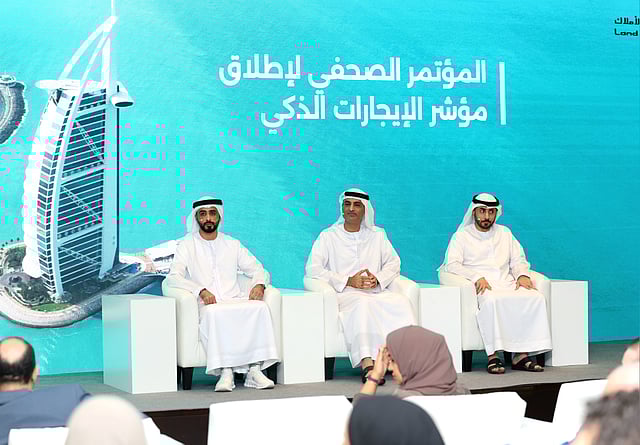 Senior Dubai Land Department officials, Khalid Shaibani, Director of Rental Affairs Department; Majid Al Marri, CEO Real Estate Registration and services; and Yahya Abdolmonem Badawi outline details of the emirate's all-new Rental Index.