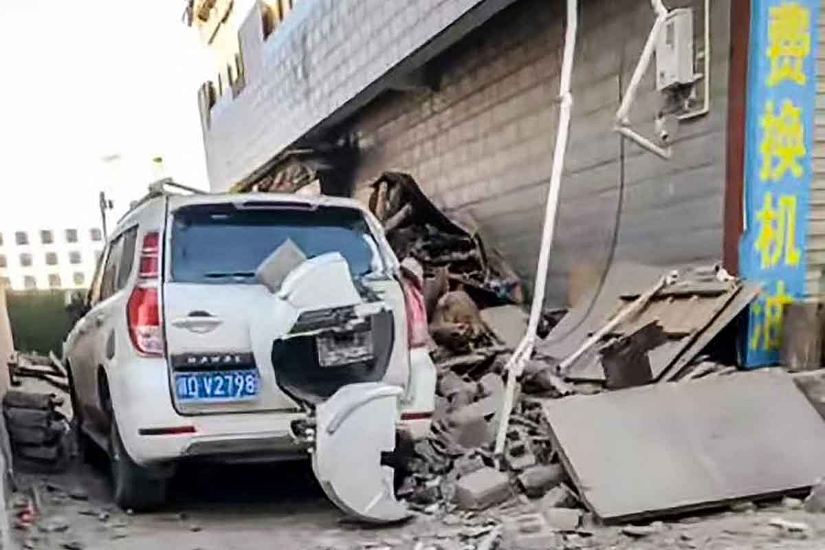 This frame grab from a user-generated content (UGC) video of a Douyin user on January 7, 2025 shows damage in Lhatse County in Shigatse city in China's Tibet after an earthquake struck the area.