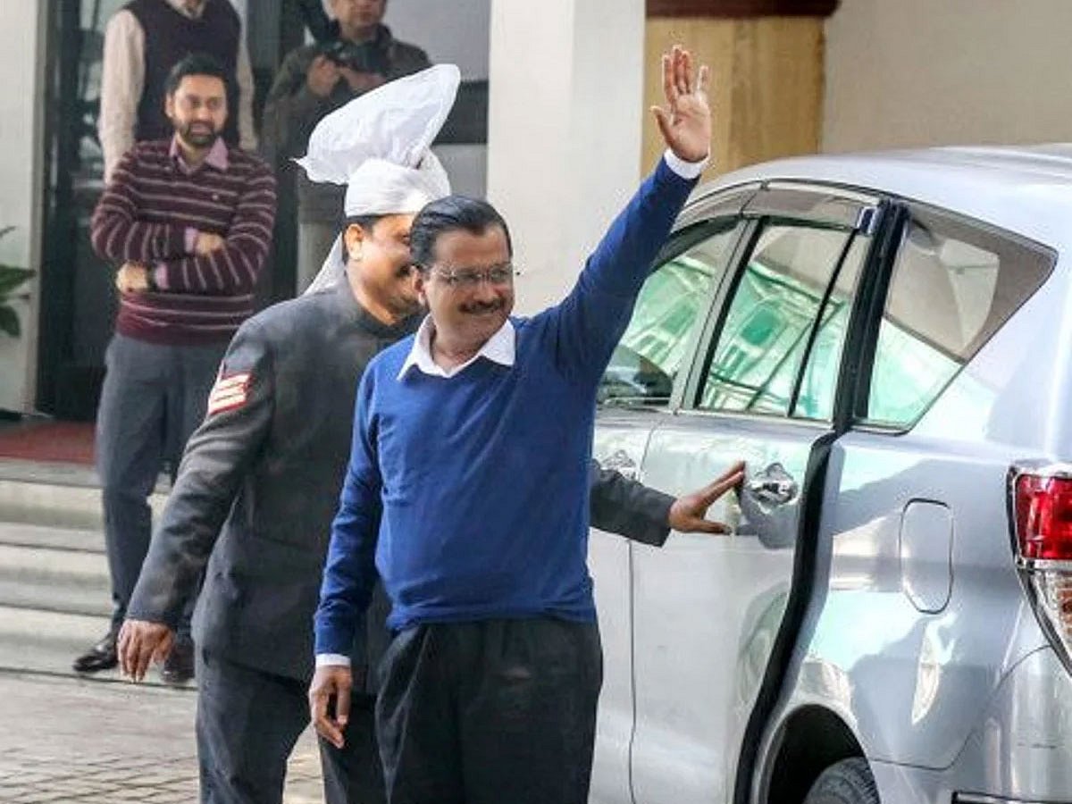 Arvind Kejriwal at the residence of Delhi's Lieutenant Governor in New Delhi