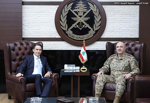 Lebanese Armed Forces Commander General Joseph Aoun with US special envoy Amos Hochstein at his office in Yarze, east of Beirut. Joseph Aoun, 60, is widely seen as the frontrunner, with backers of his candidacy saying he might be the man to oversee the rapid deployment of the military in south Lebanon.