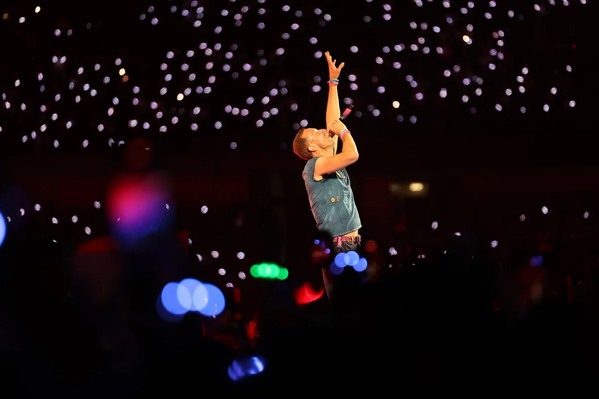 Frontman Chris Martin during the first of four Abu Dhabi concerts, January 9, 2025.