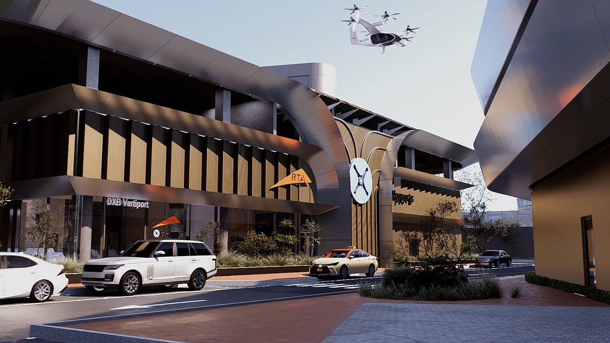 Skyports and the RTA are also developing three additional vertiport sites on the Palm Jumeirah, Dubai Downtown, and Dubai Marina. Pictured above is an artist’s rendering of the proposed vertiport. 