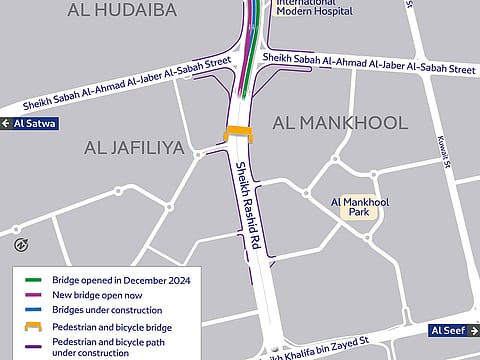 Phase 4 of the Al Shindagha Corridor Improvement Project encompasses the construction of four bridges with a total length of 3.1km and a combined capacity of about 19,400 vehicles per hour across all lanes.