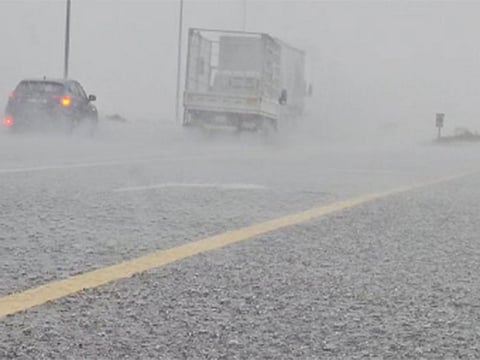Heavy rain fell in parts of UAE.