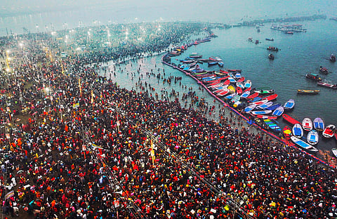 Vast crowds of Hindu pilgrims bathed in the sacred waters of the Sangam, the confluence of the Ganges, Yamuna, and the mythical Saraswati rivers, as the Kumbh Mela festival kicked off in Prayagraj on January 13. Organizers expect over 400 million people to gather for the world's largest religious festival over the next six weeks. The event draws millions of devotees seeking spiritual purification during the grand religious gathering.
