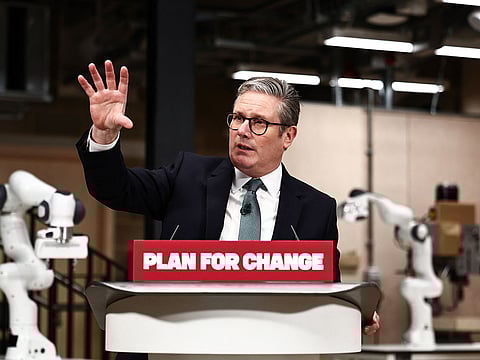 Britain's Prime Minister Keir Starmer delivers a speech during a visit of the Manufacturing Futures Lab at UCL (Unnivesrity College London), in London, on January 13, 2025.