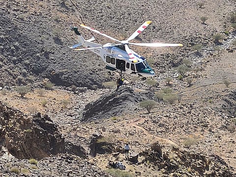 The individuals had to be winched up because there was no safe landing spot for the helicopter 