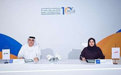 Muna Abdul Rahman Al Osaimi and Dr Abdullah Ahmed Al Mandous during the MoU signing ceremony in Dubai