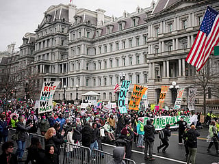Thousands rally in Washington against Donald Trump