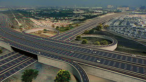 AL Fay Street Development Project extends from its intersection with Sheikh Mohammed bin Zayed Road, passes through Sheikh Zayed bin Hamdan Al Nahyan Street, and continues to Emirates Road.
