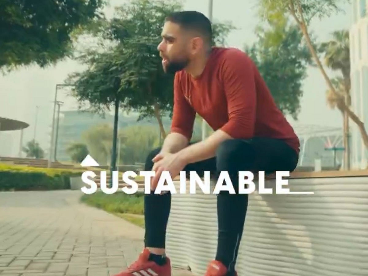 Still from Dubai Municipality video on X showing one of the 3D-printed benches 
