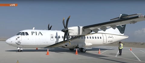 First PIA flight from Karachi lands at Gwadar International Airport on Monday to formally launch its operations.