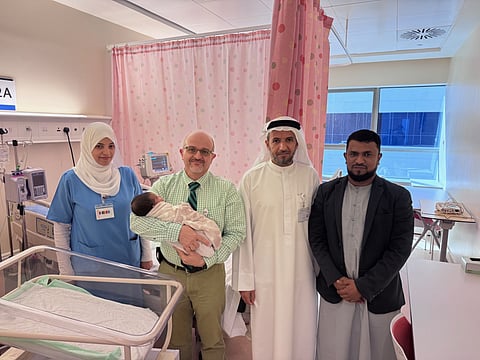 The newborn after successful lifesaving surgery at Al Qassimi Women’s and Children’s Hospital in Sharjah 