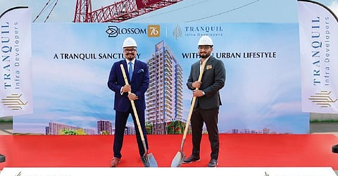  Dr Sharad Nair, Co-founder and Chairman, and Aditya Khurana, Co-founder and Managing Director of Tranquil Infra Developers, at the ground-breaking ceremony of Blossom76