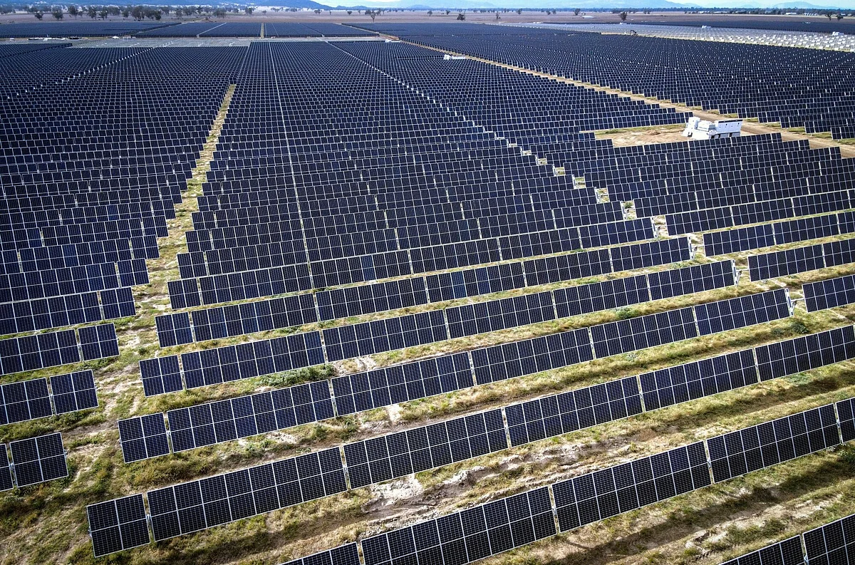 A solar farm: Europe has ramped up its green energy credentials. As the bloc transitions to clean energy, the share of renewables, including solar and wind power, rose to 47% in 2024, a huge jump from 34% in 2019.

