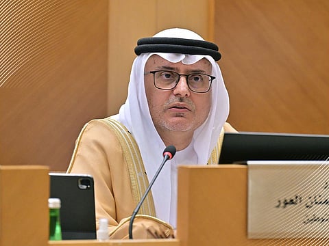 Dr Abdulrahman bin Abdulmanan Al Awar, Minister of Human Resources and Emiratisation, during a Federal National Council session in Abu Dhabi on Wednesday
