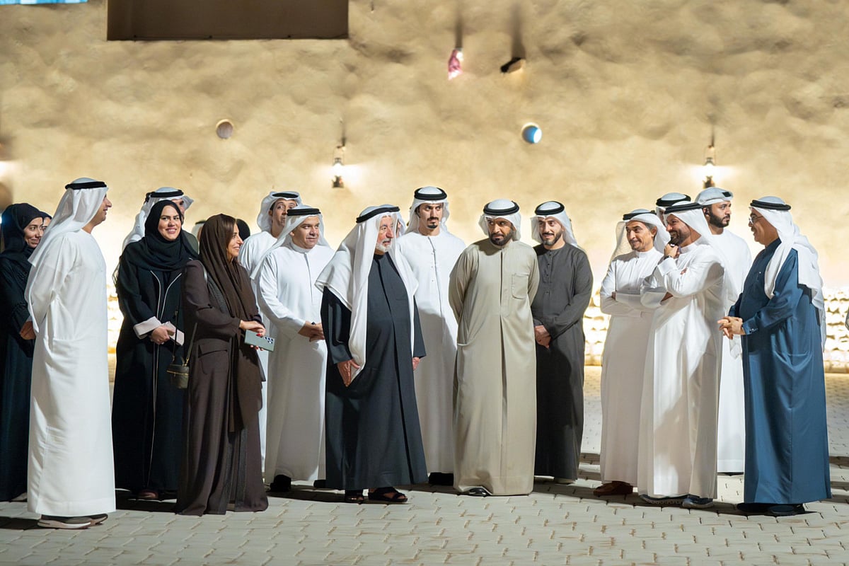 His Highness Dr Sheikh Sultan bin Mohammed Al Qasimi and Sheikha Bodour Bint Sultan Al Qasimi during the even to announce year-long plans to mark 100th anniversary for Sharjah Library.