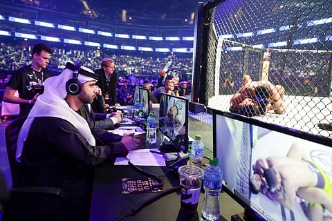 Sheikh Mansoor witnessed Al Hussaini's flyweight victory over Banales.

