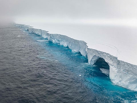 An aerial view of the A23a iceberg in the waters of The Southern Ocean off Antarctica on January 14. The world's biggest iceberg, which split from the Antarctic coastline in 1986, continues to be on the move after more than 30 years.