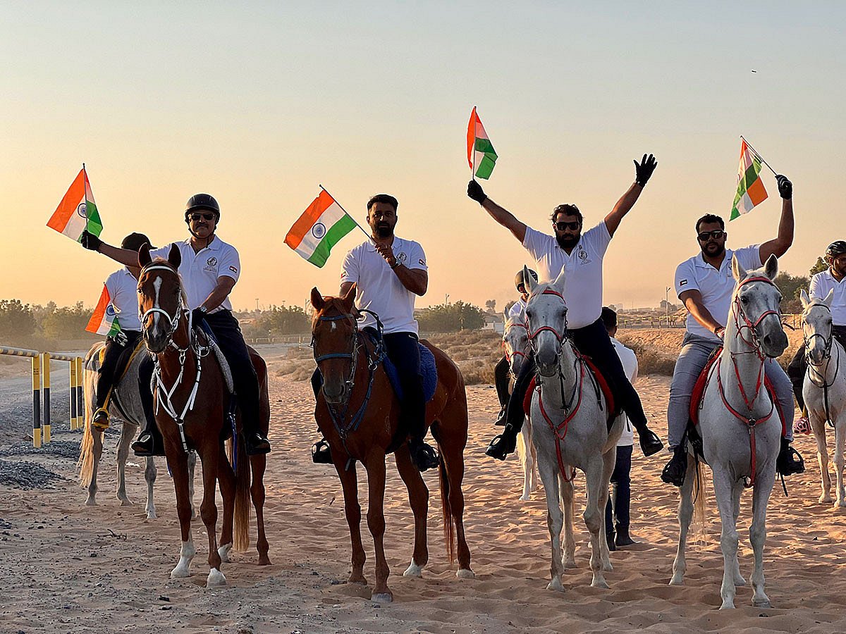 The Royal Stallions group in the desert of Sharjah emirate on Sunday morning
