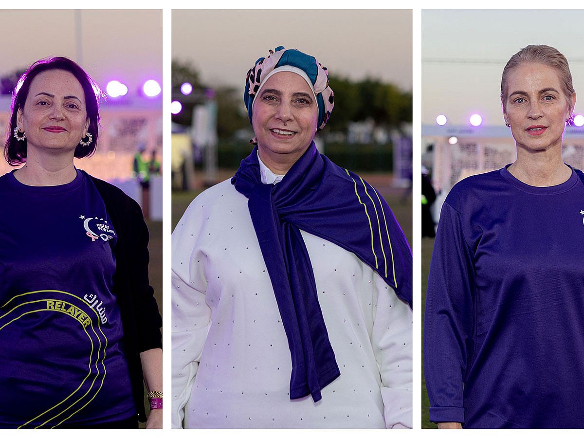 (from left) Khulood Abu Magdhab, Suna Abu Harm, and Dina Maria