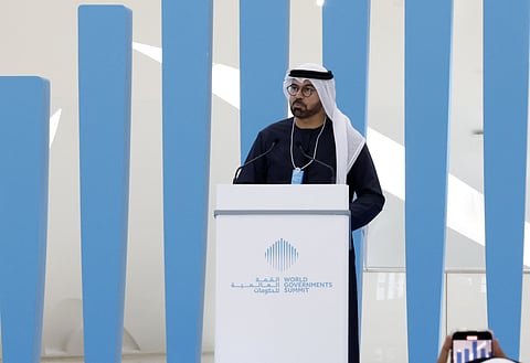 Mohammed Al Gergawi, Minister of Cabinet Affairs and Chairman of the World Governments Summit, at the World Governments Summit Dialogue in Dubai on Wednesday