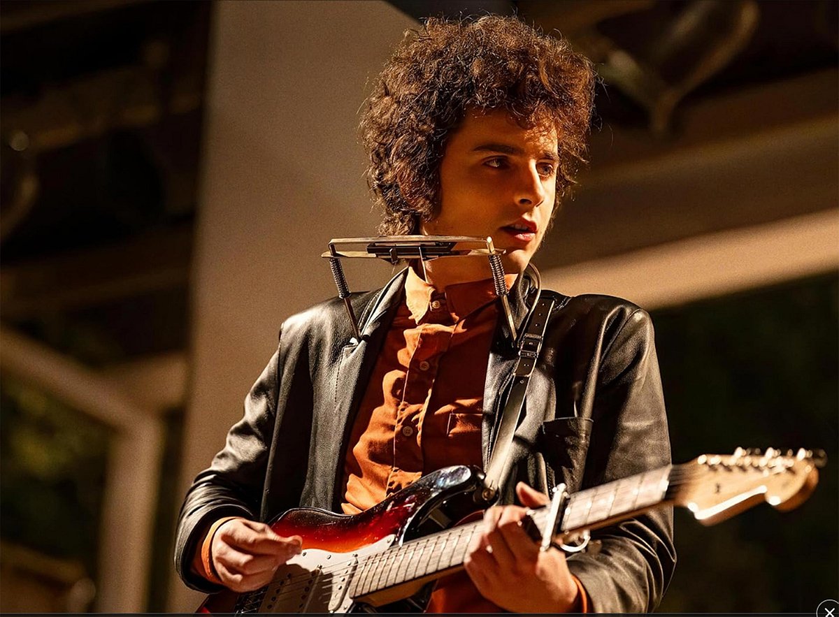 Timothée Chalamet as Bob Dylan in ‘A Complete Unknown’