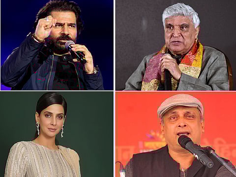 Clockwise from top left: , Shafqat Amanat Ali, Javed Akhtar, Piyush Mishra and 
Saba Qamar.
