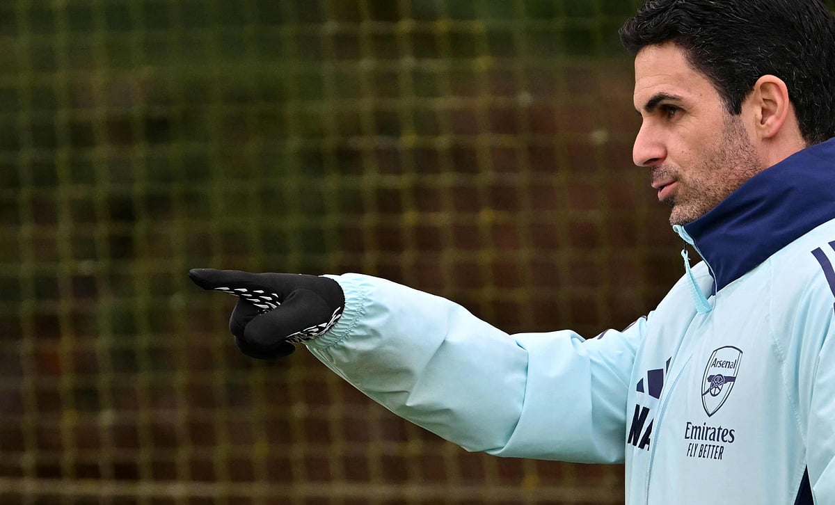 Arsenal's Spanish manager Mikel Arteta arrives to take a training session at the Arsenal Training centre in Shenley on January 28.