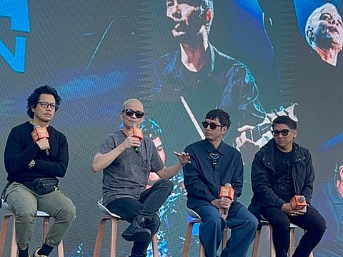 Rivermaya band members attend a press conference in Dubai ahead of their concert