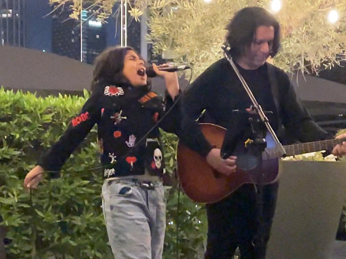 Nine-year-old Zeke Izyk performs ‘Sweet Child O’ Mine’ with Nikhil Uzgare.