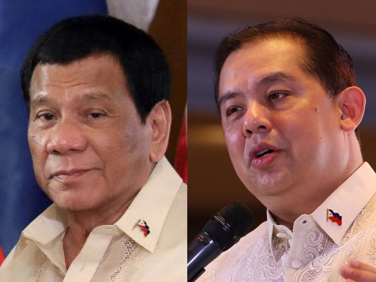 Former president Rodrigo Duterte (left) and House Speaker Martin Romualdez. The Duterte camp launched a legal offensive on Monday (February 10, 2025) against Romualdez and key House leaders, with 24 criminal charges, over alleged unlawful budget insertions amounting to Php241 billion ($4.14 billion) into the ratified 2025 national budget.