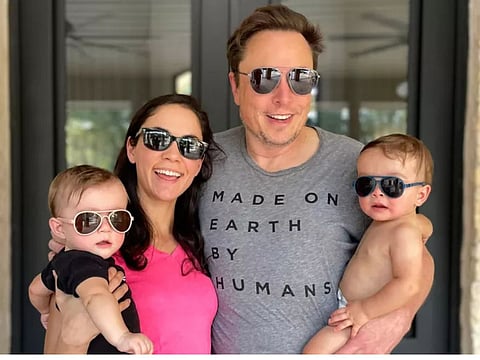 Elon Musk and Shivon Zilis with their twins Strider and Azure.