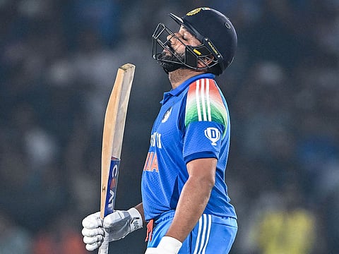 Indian skipper Rohit Sharma is relieved after completing his century, which ended his lean patch and took the spotlight away from him ahead of Champions Trophy.