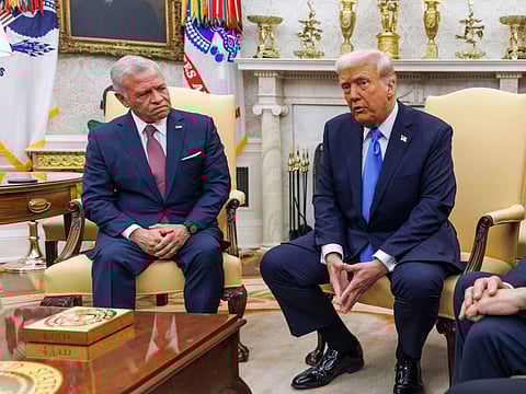 President Donald Trump and Jordanian King Abdullah II in Oval Office, White House