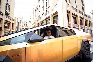 Look: Indian expat wins gold-plated Tesla Cybertruck in Dubai