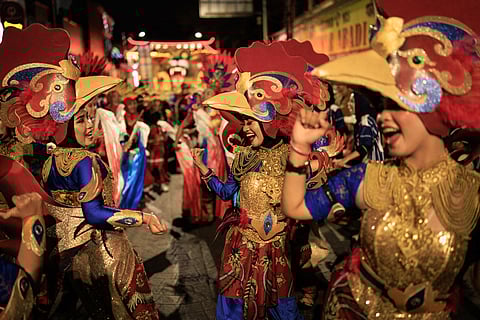 Participants perform during the Cap Go Meh festival, marking the 15th and final day of the Lunar New Year celebrations, which symbolises the end of the festive period with prayers, family gatherings, and cultural performances, particularly among Indonesia’s Chinese communities, in Bogor, West Java, on February 12, 2025.