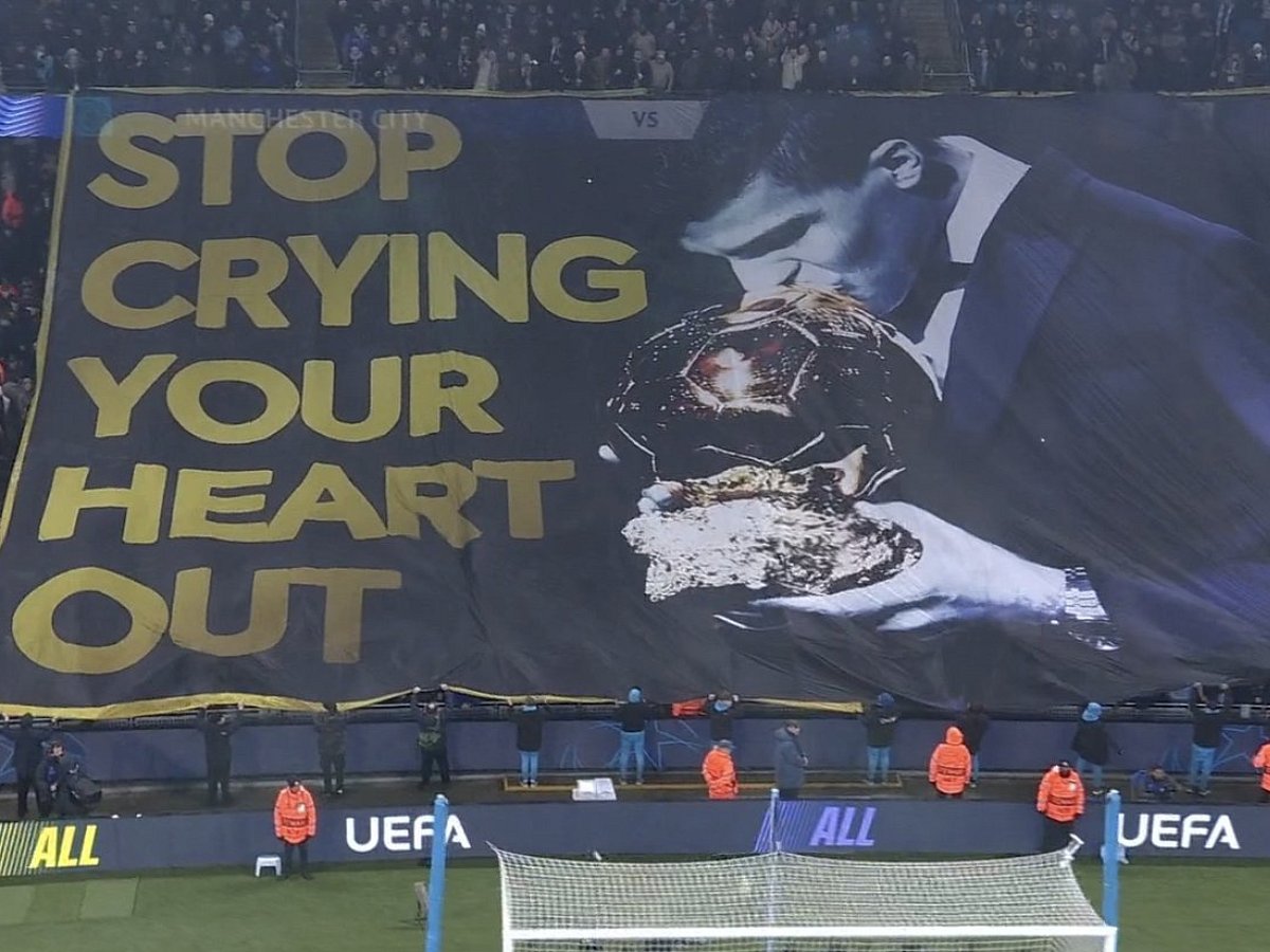 Man City fans unveiled the banner pre-match