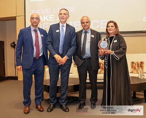 From left to right Dr Asrar Rashid, Dr Javed Raza, Faisal Nomani and Dr Tazyeen Faisal during the ceremony in Dubai
