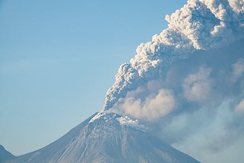 Volcanic ash emitted by Mount Lewotobi Laki-Laki in Bali. Photo taken on November 13, 2024 shows. Volcanologists have monitored increased restiveness of the twin-peaked volcano, including a spike in earthquakes.