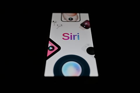This photograph shows wordmark of Siri, a digital assistant developed by Apple Inc., displayed on a smartphone in Bordeaux, south-western France on February 14, 2025.